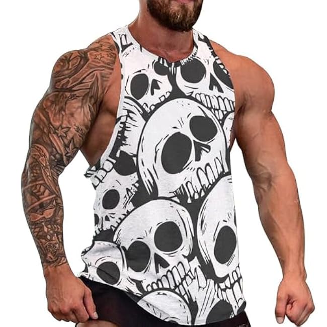 MARSVOVO Grunge Skull Mens Tank Top Muscle Stringer Fitted Sleeveless T Shirts Casual Comfy Hawaiian Streetwear Tank - Image 17