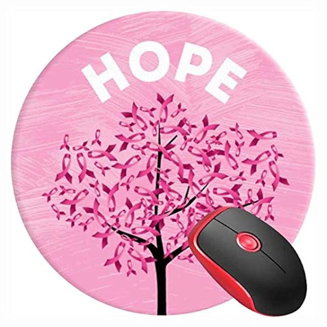 Mouse Pad Hope Tree Breast Cancer Awareness, Round Mousepad, Non-Slip Rubber Base Mouse Mat for Laptop and Computer