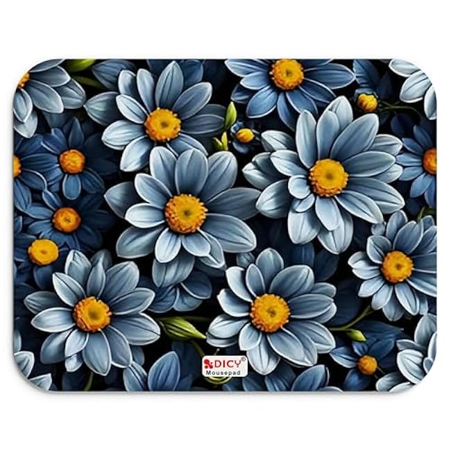 Mouse Pad, Small Mousepad for Laptop with Floral Print 7.5 x 8.75 Inches 3mm Thick Wireless Mouse Home, Office Travel, with Non-Slip Rubber Base(Blue, Pack of 1)