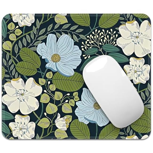 Square Mouse Pad with Stitched Edge, Premium Mousepad Washable Cloth. Computer Mouse Pad with Non-Slip Rubber Base, Mouse Pads for Computers Laptop Mouse 9.25x7.75x0.12 inch-Flower4