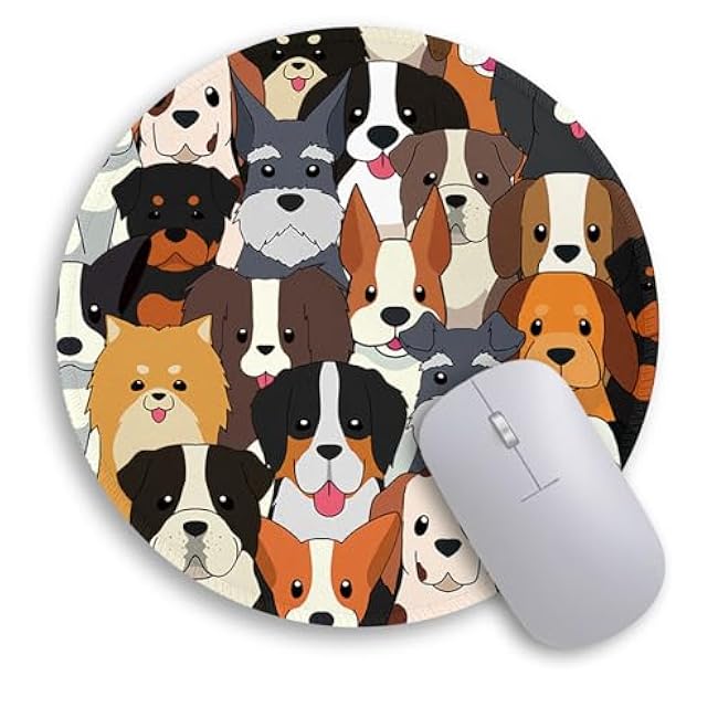 Immaturus Dog Mouse Pad, Cute Small Mouse Pads for Desk, Round Travel Mousepad for Wireless Mouse Gaming Work Laptop, Puppy Mini Computer Mouse Mat, Home Decor Office Desk Accessories
