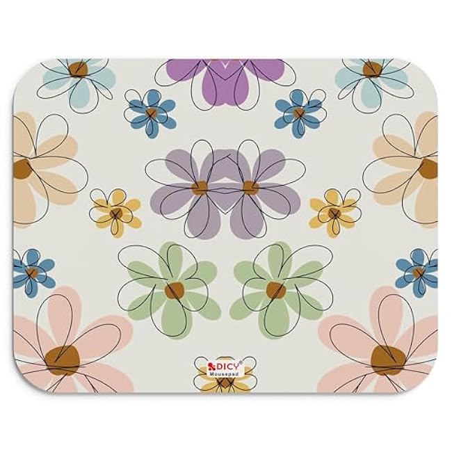 Mouse Pad, Small Mousepad for Laptop with Floral Print 7.5 x 8.75 Inches 3mm Thick Wireless Mouse Home, Office Travel, with Non-Slip Rubber Base (Muticolor, Pack of 1)