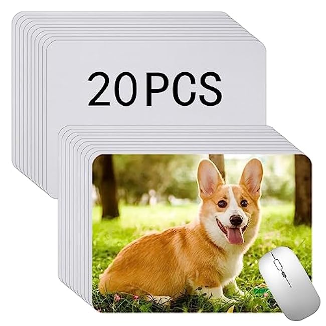 White Mouse Pad for Heat Transfer, Bulk Mousepad for Heat Press Printing Crafts Custom Photos Non Slip Bottom 24x20x0.2CM