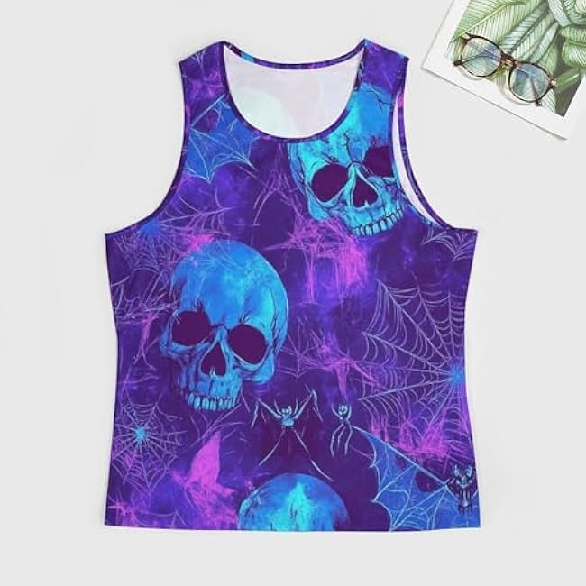 MARSVOVO Grunge Skull Mens Tank Top Muscle Stringer Fitted Sleeveless T Shirts Casual Comfy Hawaiian Streetwear Tank - Image 2