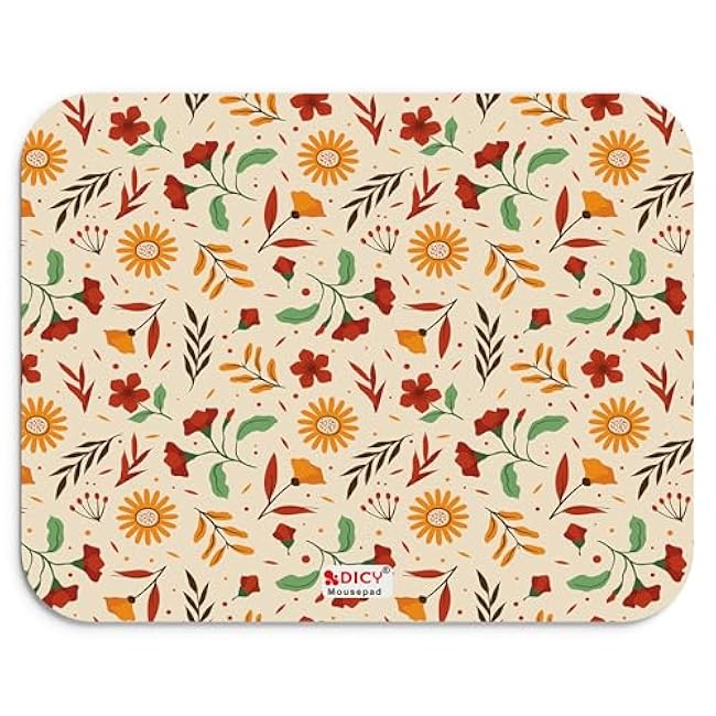 Mouse Pad, Small Mousepad for Laptop with Floral Print 7.5 x 8.75 Inches 3mm Thick Wireless Mouse Home, Office Travel, with Non-Slip Rubber Base(Multi Orange, Pack of 1)