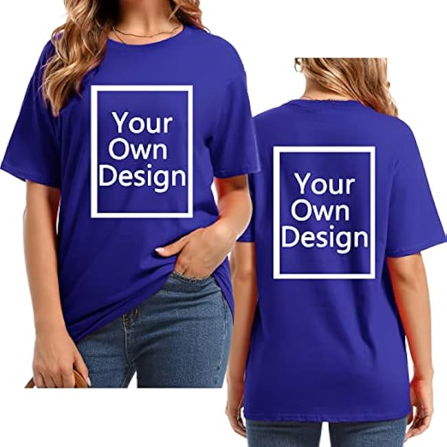Custom T Shirts for Women Design Your Own Shirt Add Text/Image/Logo Personalized Cotton Tee Printed Photo Front/Back - Image 36