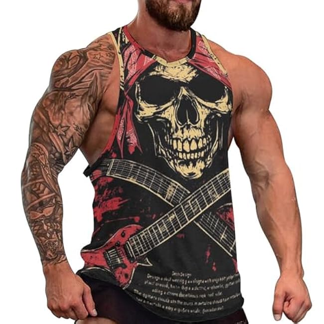 MARSVOVO Grunge Skull Mens Tank Top Muscle Stringer Fitted Sleeveless T Shirts Casual Comfy Hawaiian Streetwear Tank - Image 16