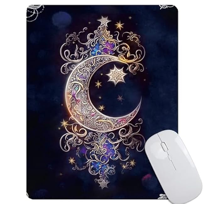 Moon Star Galaxy Floral Mouse Pad Mat for Laptop Mousepads Non-Slip Rubber Base Mouse Pads for Compute Working Home Office Accessories
