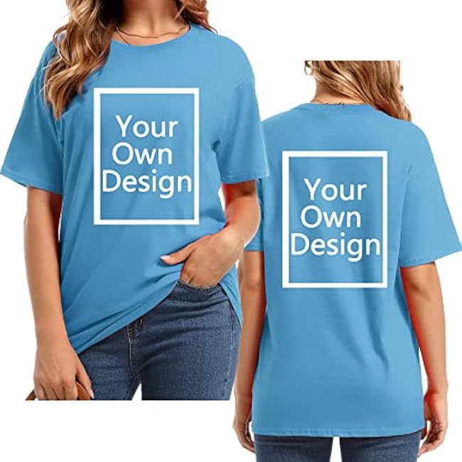 Custom T Shirts for Women Design Your Own Shirt Add Text/Image/Logo Personalized Cotton Tee Printed Photo Front/Back - Image 37