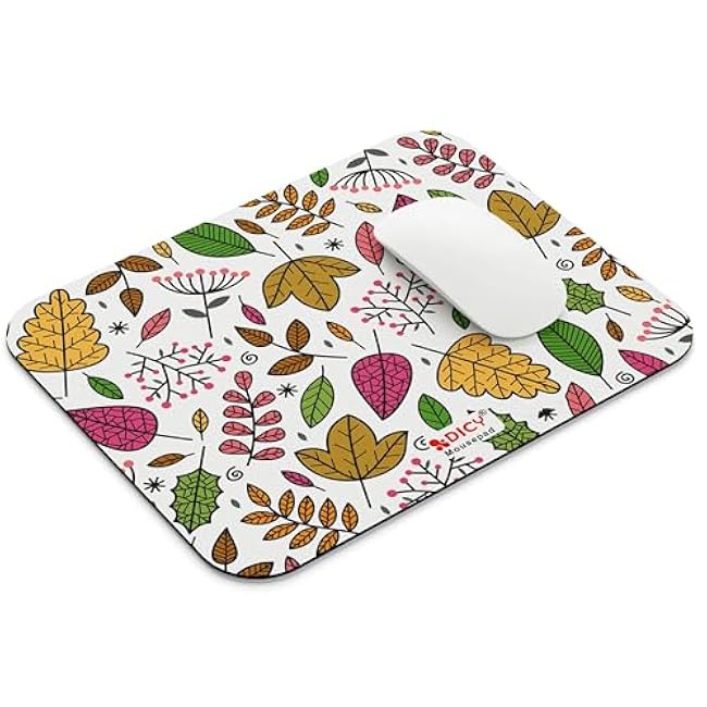 Small Mouse Pad, Mini Mouse Pad 7.5 x 8.75 Inches 3mm Thick for Laptop Wireless Mouse Home Office Travel, with Non-Slip Rubber Base, Retro Flower Design (Offwhite, Pack of 1)