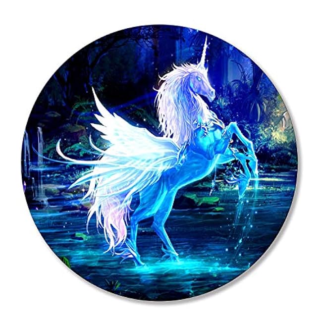 Round Unicorn Mouse Pad - Small Computer Mousepad for Wireless Mouse, Non-Slip Rubber With Personalized Custom Design