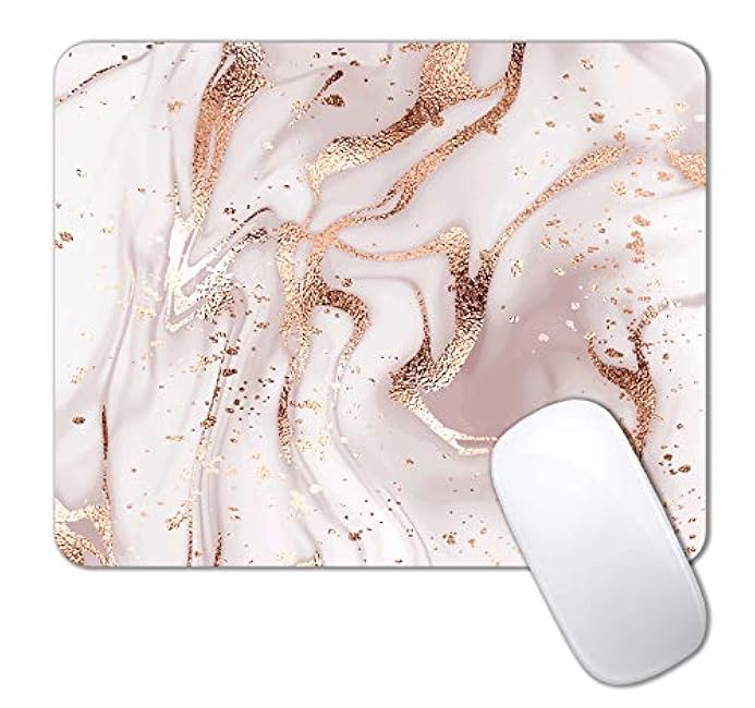 IMAYONDIA Rose Gold Marble Mouse Pad, Custom Gaming Mouse Pad with Modern Marbling Design, Non-Slip Rubber Base Wireless Laptop Mat