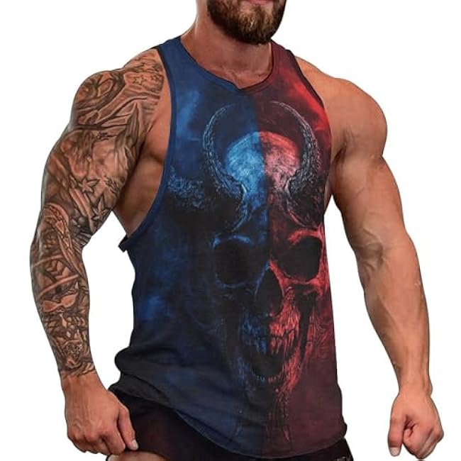 MARSVOVO Grunge Skull Mens Tank Top Muscle Stringer Fitted Sleeveless T Shirts Casual Comfy Hawaiian Streetwear Tank - Image 7