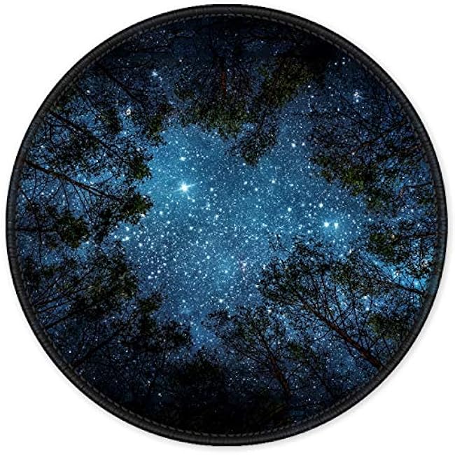 Auhoahsil Mouse Pad, Round Landscape Theme Anti-Slip Rubber Mousepad with Durable Stitched Edges for Gaming Office Laptop Computer Men Women Kids, Cute Custom Design, 8.7 x 8.7 in, Silent Night Sky