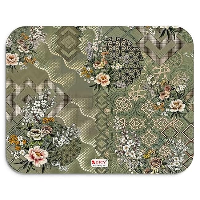 Mouse Pad, Small mousepad for Laptop with Floral Print 7.5 x 8.75 Inches 3mm Thick Wireless Mouse Home, Office Travel, with Non-Slip Rubber Base (Olive Green, Pack of 1)