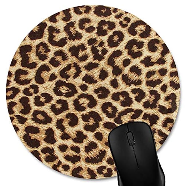 Leopard Grain Print Round Mouse Pad Custom, Non-Slip Rubber Comfortable Customized Circular Mouse Pads for Work Computer