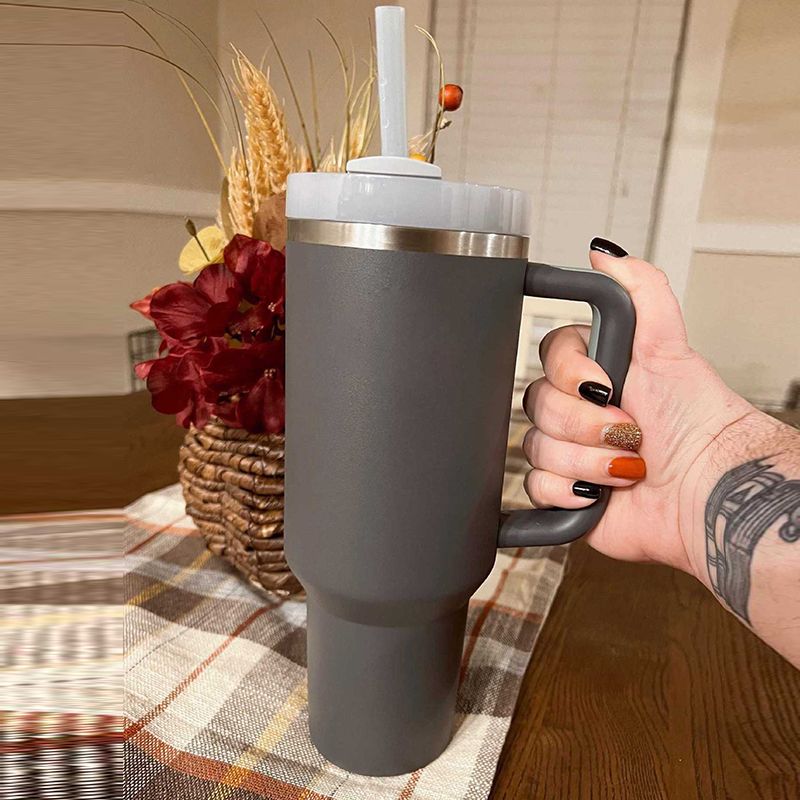 1200ml Stainless Steel Mug Coffee Cup Thermal Travel Car Auto Mugs T hermos 40 Oz Tumbler with Handle Straw Cup Drinkware New In